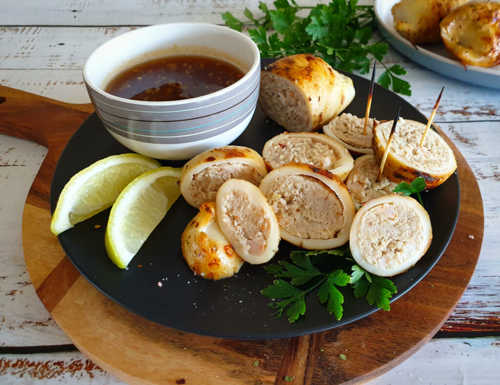 Stuffed Squid with chilli dipping sauce CharGriller® Australia