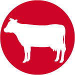 Icon of white cow on red background