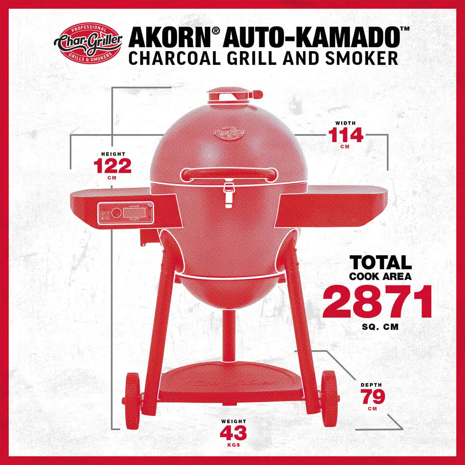 Copertura Impermeabile ZJYWSCH Per Griglia Char-Griller Auto-Kamado E6480 - 100x25x105 Cm - Poliestere 600D